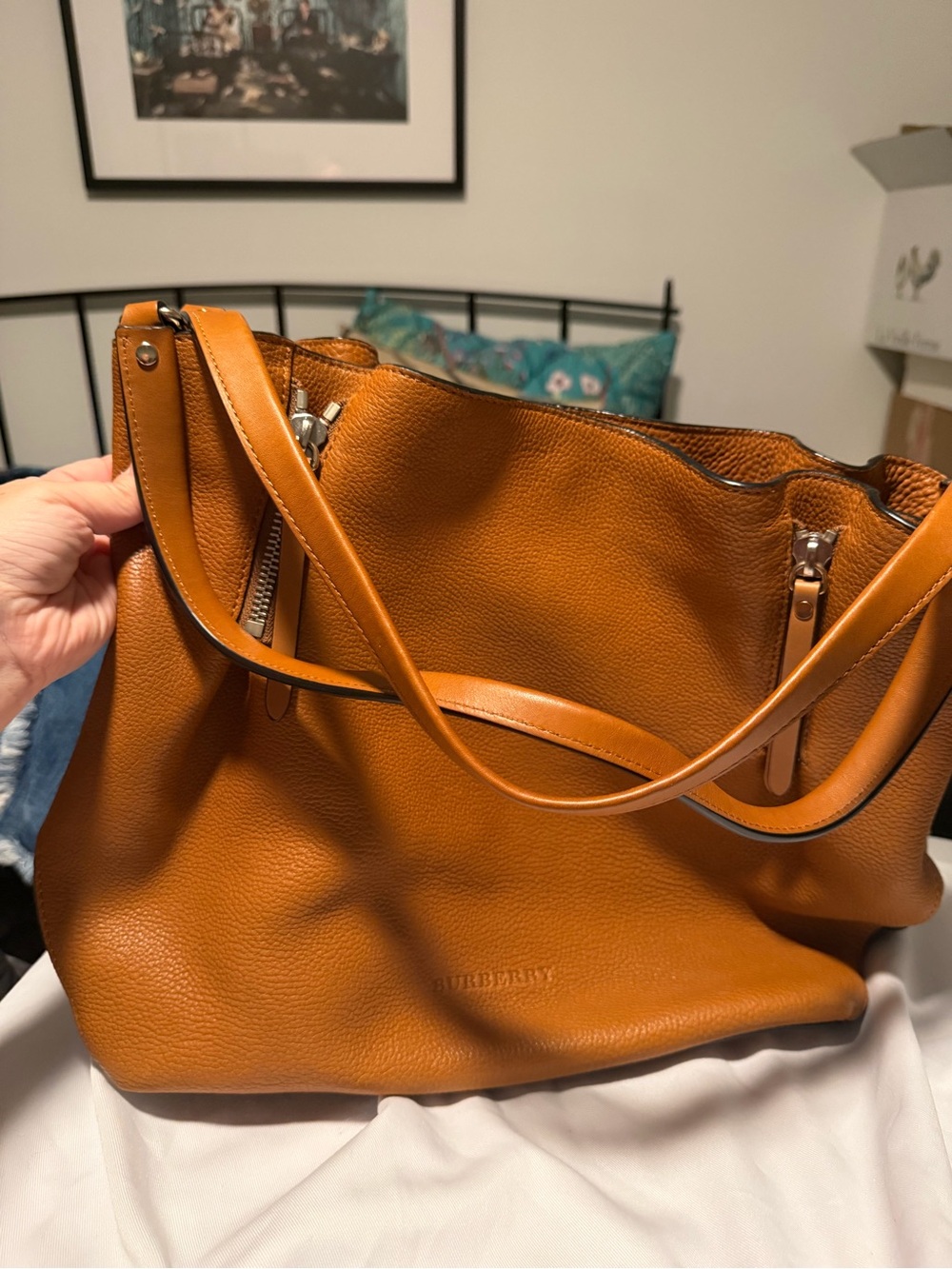BURBERRY Brown Leather And House Check Canvas Medium Maidstone Tote Bag - Picture 4 of 14